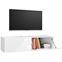 Homfa Mueble TV Blanco Mesa para TV Mueble Bajo para TV con 2 Armario de Almacenaje para Salón Dormitorio 120x40x30cm